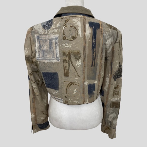 Vintage Dorothy Schoelen Platinum Artistic Painted Looking Cropped Jacket - Picture 5 of 10